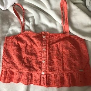 Orange lace crop top